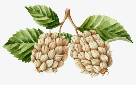 Illustration of hop cones on a white background. Watercolor illustration.のイラスト素材