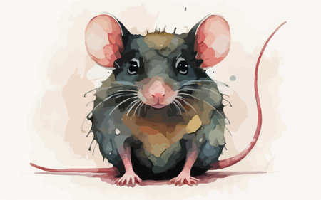 Cute rat illustration in watercolor style. Vector illustration for your design.のイラスト素材