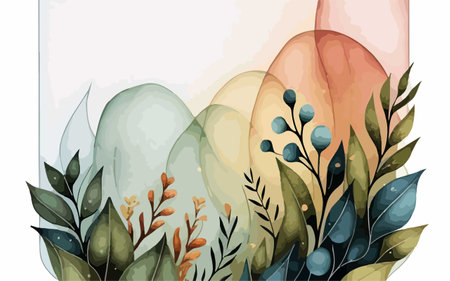 Hand drawn vector abstract floral background with watercolor flowers, leaves and branchesのイラスト素材