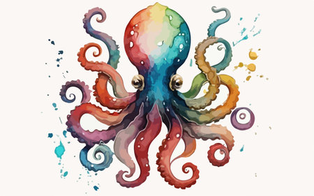 Octopus in watercolor style. Hand drawn illustration for your designのイラスト素材