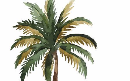 Palm tree isolated on white background. Watercolor hand drawn illustrationのイラスト素材