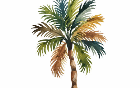 Palm tree isolated on white background. Watercolor hand drawn illustrationのイラスト素材