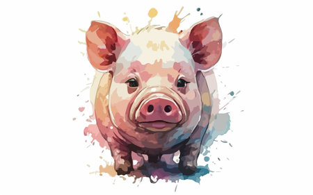 Pig in watercolor style. Vector illustration for your design.のイラスト素材