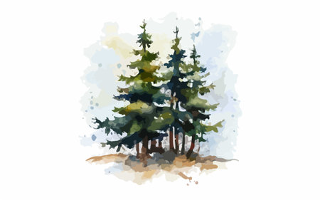Pine trees in watercolor style. Vector illustration for your designのイラスト素材