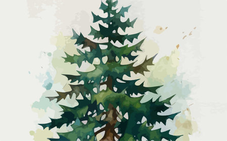 Watercolor christmas tree. Vector illustration for your graphic design.のイラスト素材