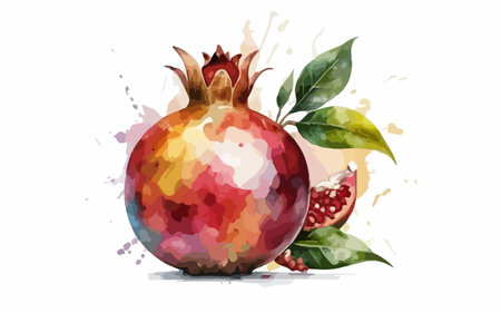 Pomegranate vector illustration. Hand drawn watercolor painting.のイラスト素材