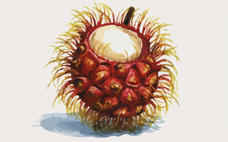 Illustration of a fresh rambutan on a white background.のイラスト素材