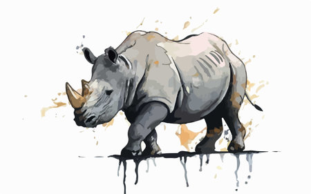 White rhinoceros in watercolor style. Vector illustration.のイラスト素材