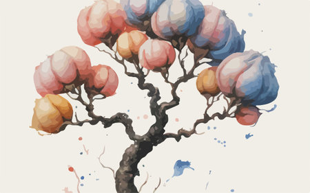 Illustration of a tree in the style of watercolor painting.のイラスト素材