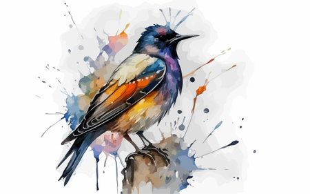 Watercolor painting of a bird on a white background. Vector illustration.のイラスト素材