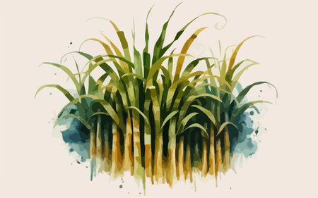 Illustration of sugarcane in watercolor style. Vector illustration.のイラスト素材