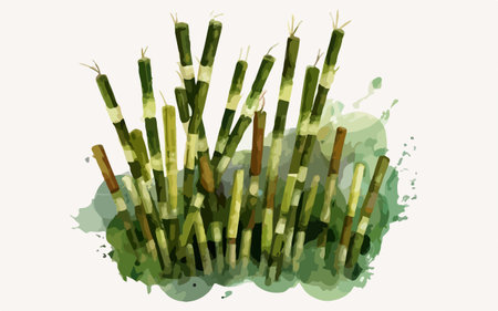 Illustration of sugarcane in watercolor style on white backgroundのイラスト素材