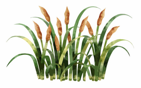 Watercolor reed isolated on a white background. Vector illustration.のイラスト素材