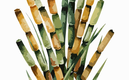Bamboo. Vector illustration. Isolated on a white background.のイラスト素材