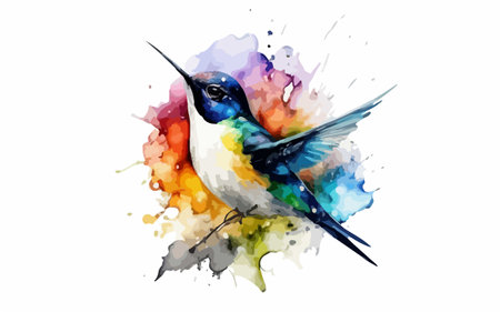 Watercolor hand drawn swallow isolated on white background. Vector illustration.のイラスト素材