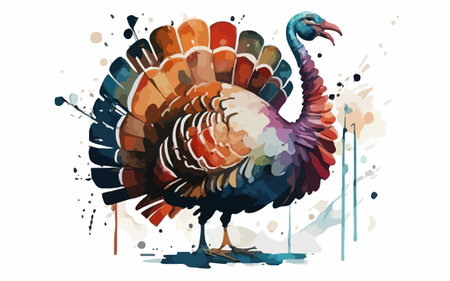 Vector illustration of a turkey on a white background. Vector illustration.のイラスト素材
