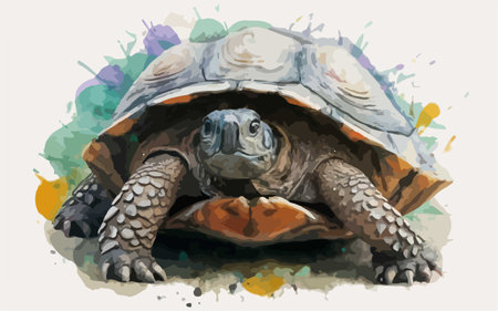 Watercolor illustration of a tortoise (Geochelone sulcata)のイラスト素材