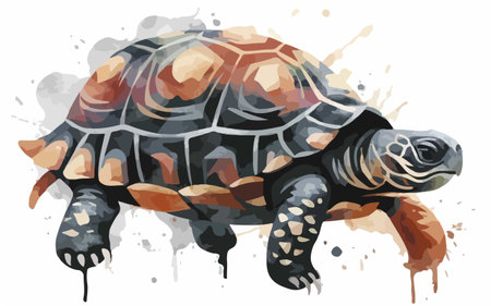 Turtle in watercolor style. Vector illustration on white background.