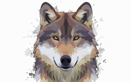 Watercolor portrait of a wolf. Vector illustration on white background.のイラスト素材