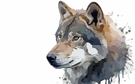 Illustration of wolf head in watercolor style. Vector illustration.のイラスト素材