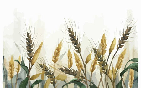 Illustration of wheat ears on grunge background. Vector illustration.のイラスト素材