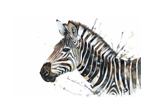 Watercolor painting of zebra isolated on white background. Hand drawn illustrationのイラスト素材