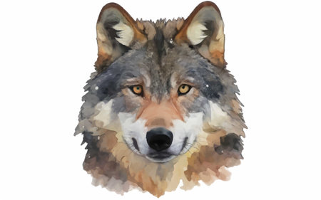 Watercolor portrait of wolf isolated on white background. Digital painting.のイラスト素材