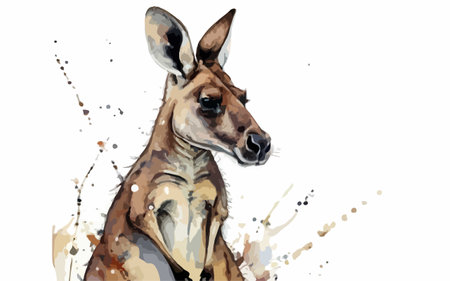 Illustration of a kangaroo on a white background. Watercolorのイラスト素材
