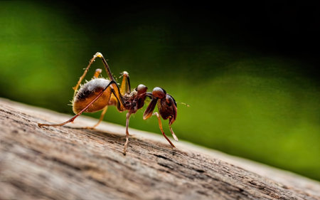 Close up of Ants on the wood with bokeh backgroundの素材