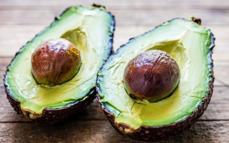 Avocado on a wooden background. Healthy food. Selective focus.の素材