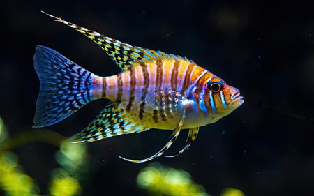 Beautiful colorful tropical fish swimming in the aquarium. Marine life.の素材
