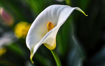 White Calla lily flower in the garden. Selective focus.の素材