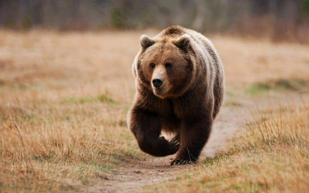 Brown bear walking on the autumn forest. Scientific name: Ursus arctos.の素材
