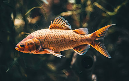 Beautiful goldfish swimming in the aquarium. Fish in the aquarium.の素材