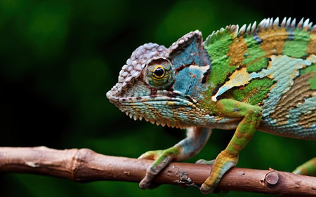 Chameleon on a branch in the forest, close-upの素材