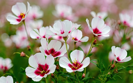 Close up of pink and white flowers in the garden, Thailand.の素材