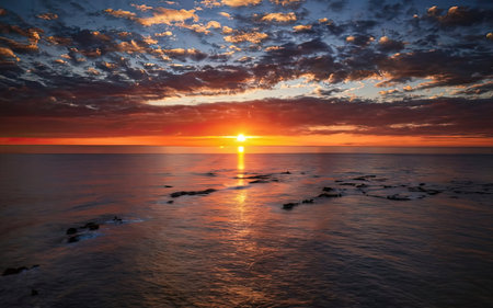 Beautiful sunset over the sea. Sunrise over the sea. Beautiful sky.の素材