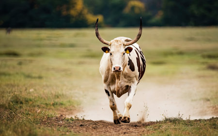 Cow in the meadow, close-up. Wild animal.の素材