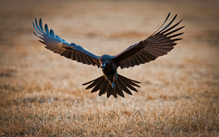 Hooded Raven (Corvus corax) in flightの素材