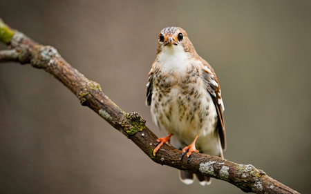 Pied Kestrel (Luscinia punctata) perched on a branchの素材