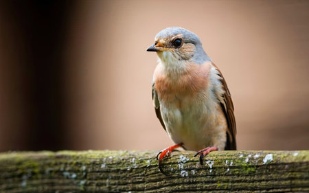 Common Chaffinch (Sialia sialis) perched on a fenceの素材