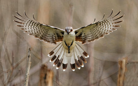 Red-tailed hawk (Accipiter nisus) in flightの素材
