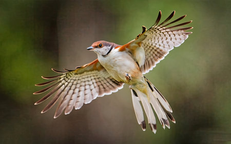 Red-footed falcon (Luscinia rufescens) in flightの素材