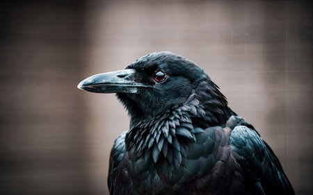 Portrait of a raven in the aviary. Close-up.の素材