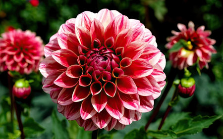 Colorful dahlia flower blooming in the garden, stock photoの素材