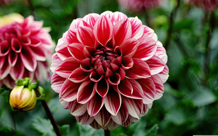 Colorful dahlia flower in the garden. Close up.の素材