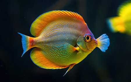 Tropical fish in an aquarium, close-up view.の素材