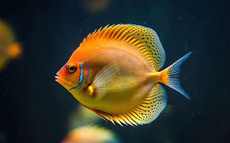 Discus fish swimming in the water. Tropical fish. Aquariumの素材