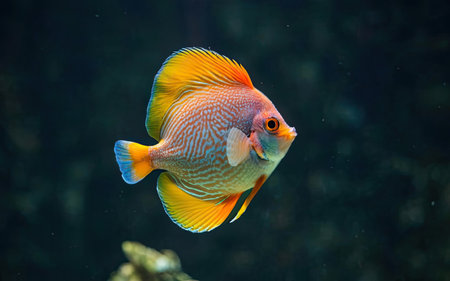 Beautiful tropical fish swimming in an aquarium. Tropical underwater world.の素材