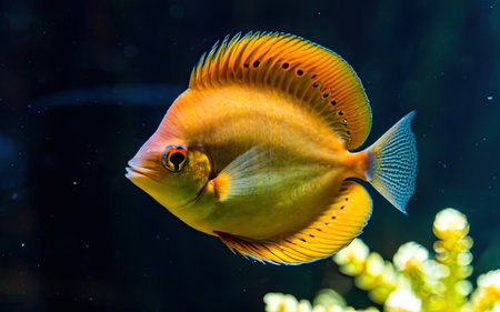 Discus fish swimming in the water. Tropical fish. Marine life.の素材